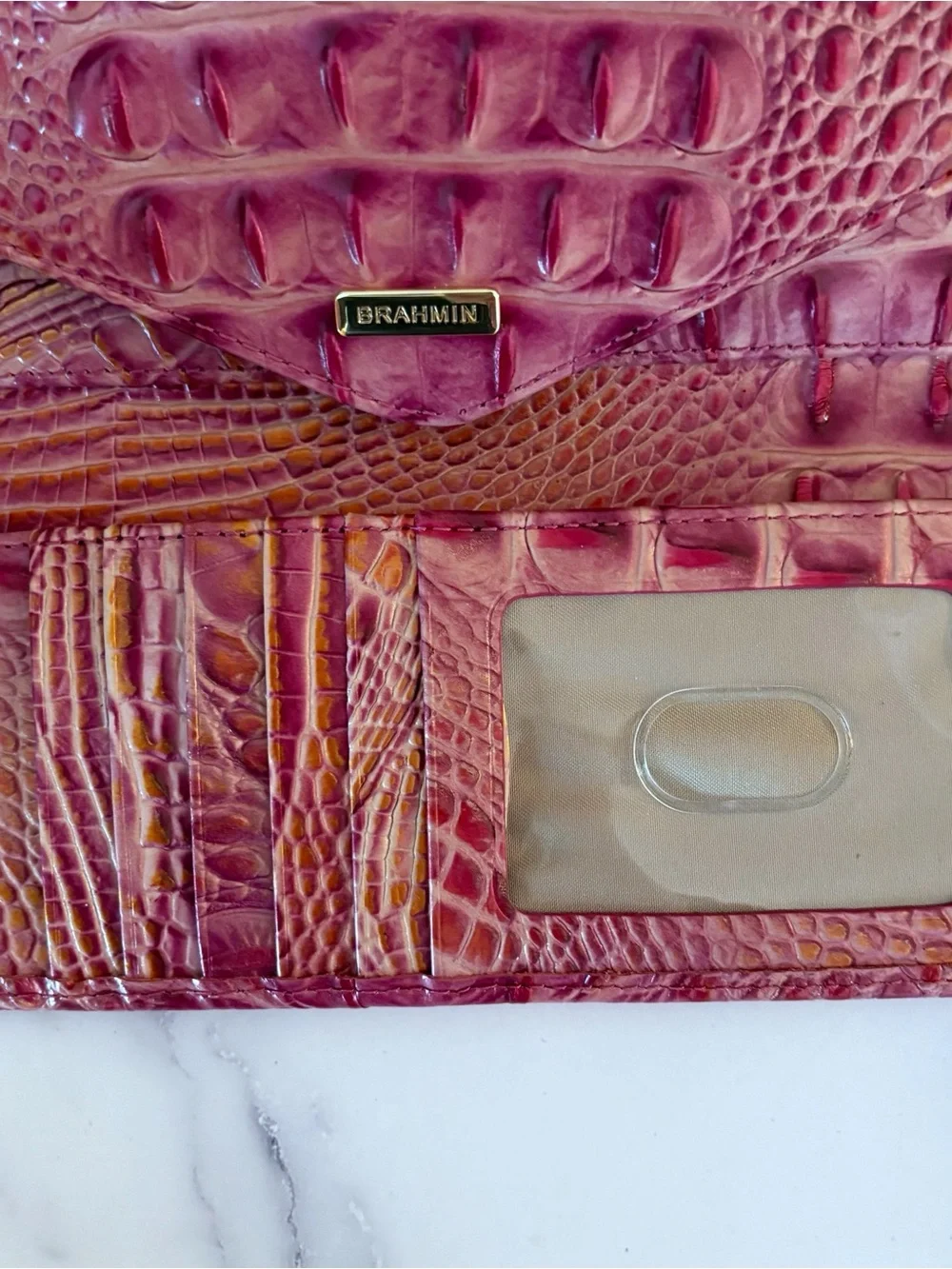 Brahmin Veronica Rouge Blush Leather Envelope Full Size Wallet